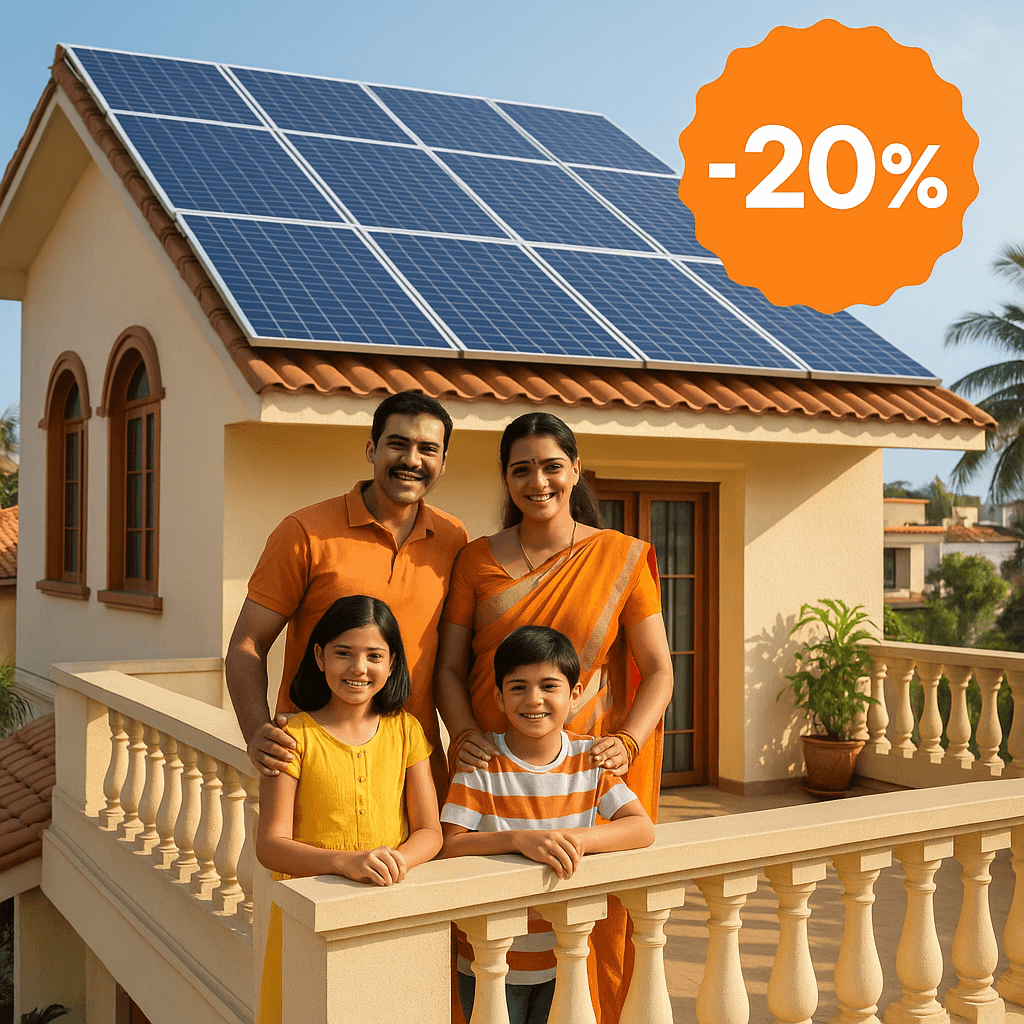 Modern home with rooftop solar panels in Maharashtra