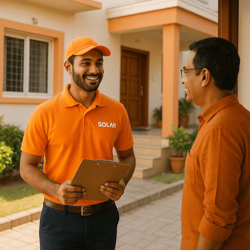 Solar technician arriving for free site visit