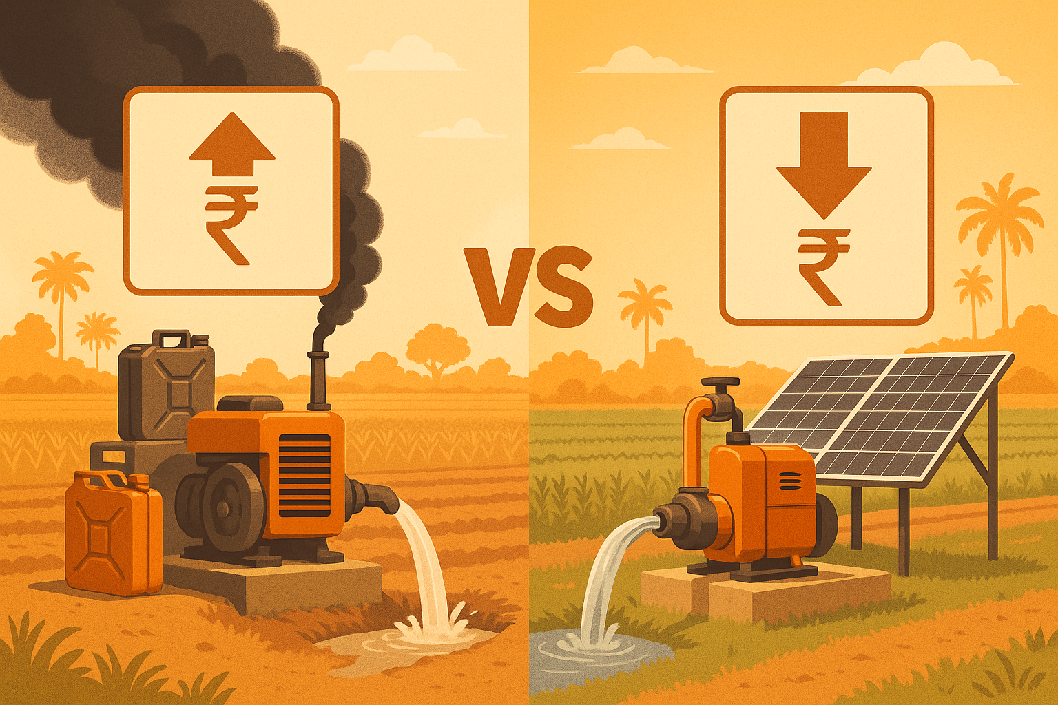 Cost comparison: diesel pump vs solar pump over 10 years