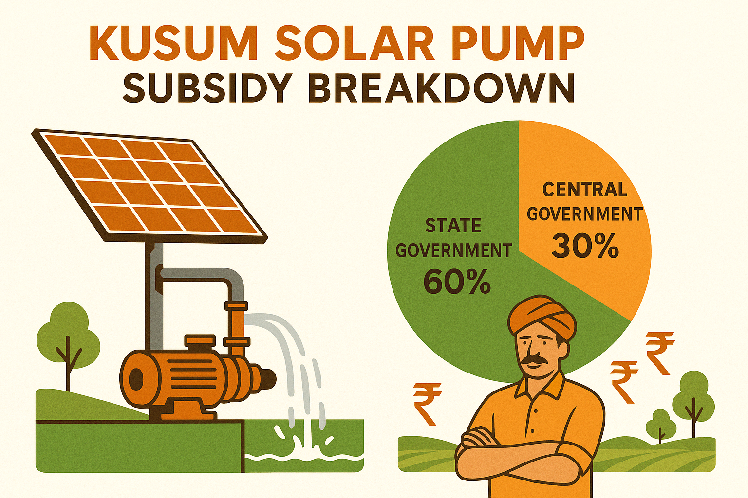 KUSUM Yojana subsidy breakdown — Central, State, and Farmer share