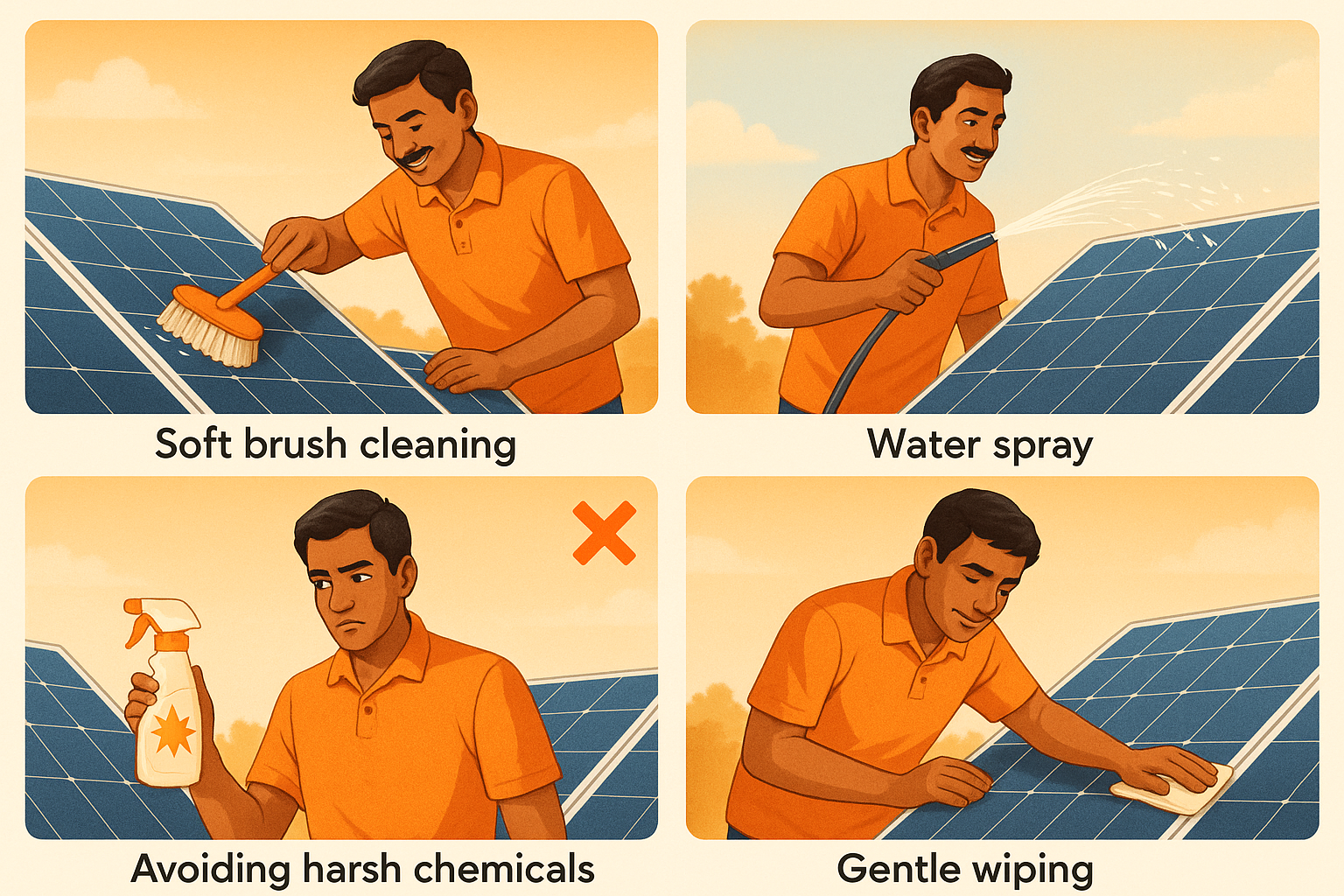 Solar panel cleaning techniques